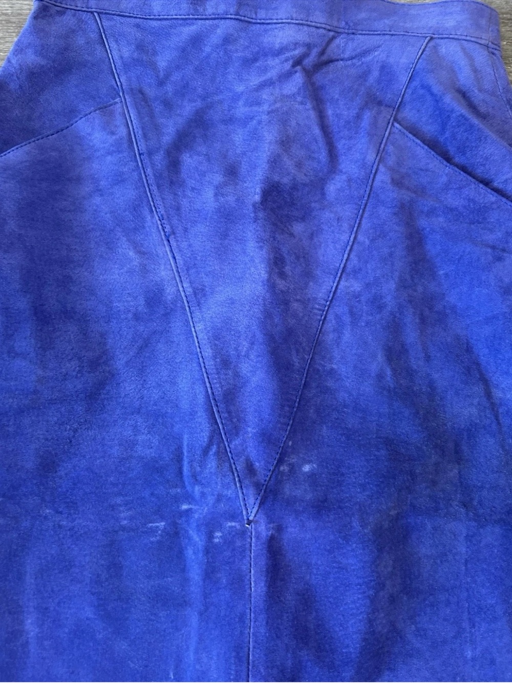 Vintage WINLIT Periwinkle Purple Suede Leather Midi Skirt Korea High Waist 7/8 - Picture 12 of 15